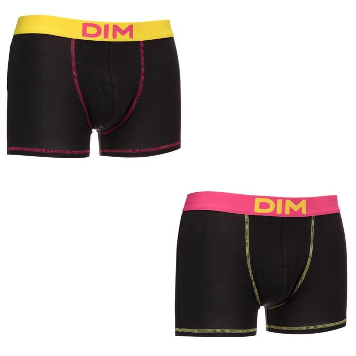 DIM Lot de 2 Boxers Mix and Colors Homme Noir - Achat ...