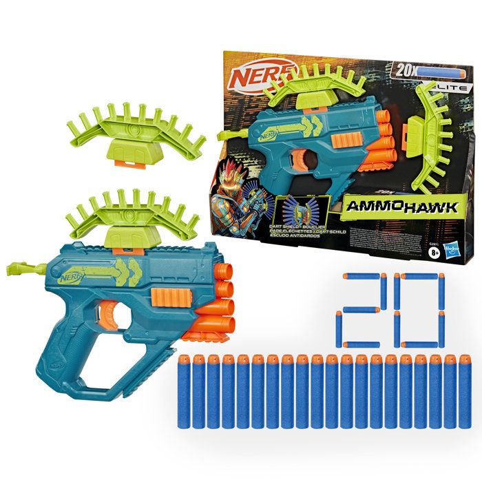 Nerf Rebel Ops Ammohawk blaster avec 2 accessoires et 20 fléchettes en mousse Nerf dès