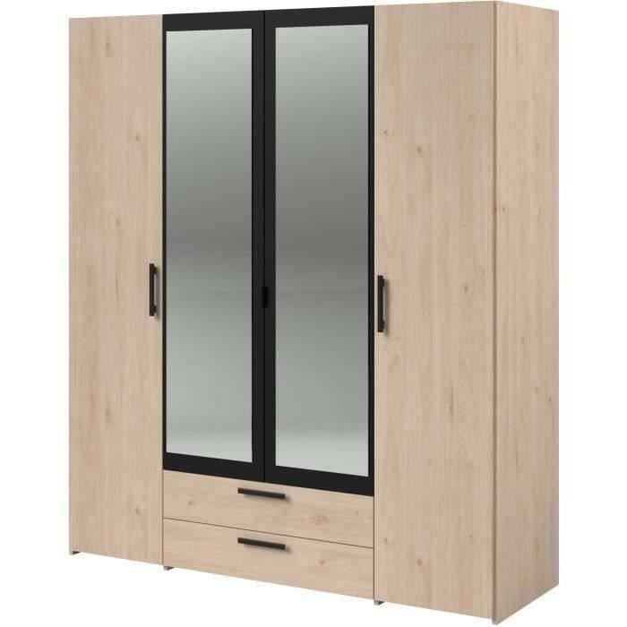 Armoire 4 portes battantes + 2 miroirs