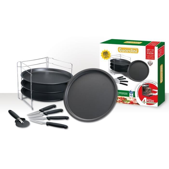 Guardini PIZZA/&MANIA Lot 4 moules à pizza 32 cm avec support en acier Acier...
