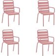 Lot de 4 fauteuils de jardin - Acier - Rose - IRONFT4RZ - 43 x 58 x 86 cm-0
