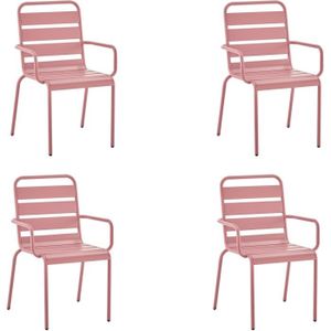 FAUTEUIL JARDIN  Lot de 4 fauteuils de jardin - Acier - Rose - IRONFT4RZ - 43 x 58 x 86 cm