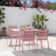 Lot de 4 fauteuils de jardin - Acier - Rose - IRONFT4RZ - 43 x 58 x 86 cm-1