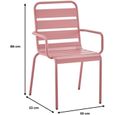 Lot de 4 fauteuils de jardin - Acier - Rose - IRONFT4RZ - 43 x 58 x 86 cm-3