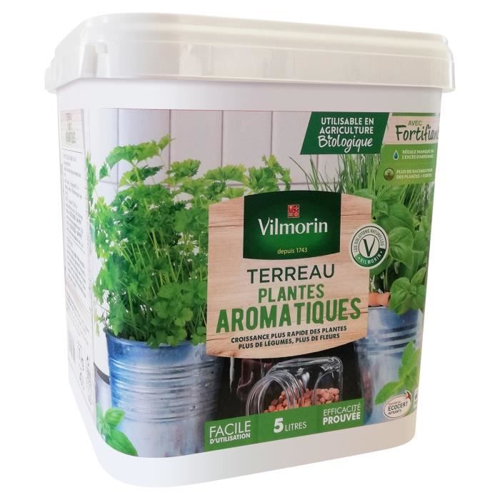VILMORIN Seau Terreau spécial pots et jardinières plantes aromatiques 5 L