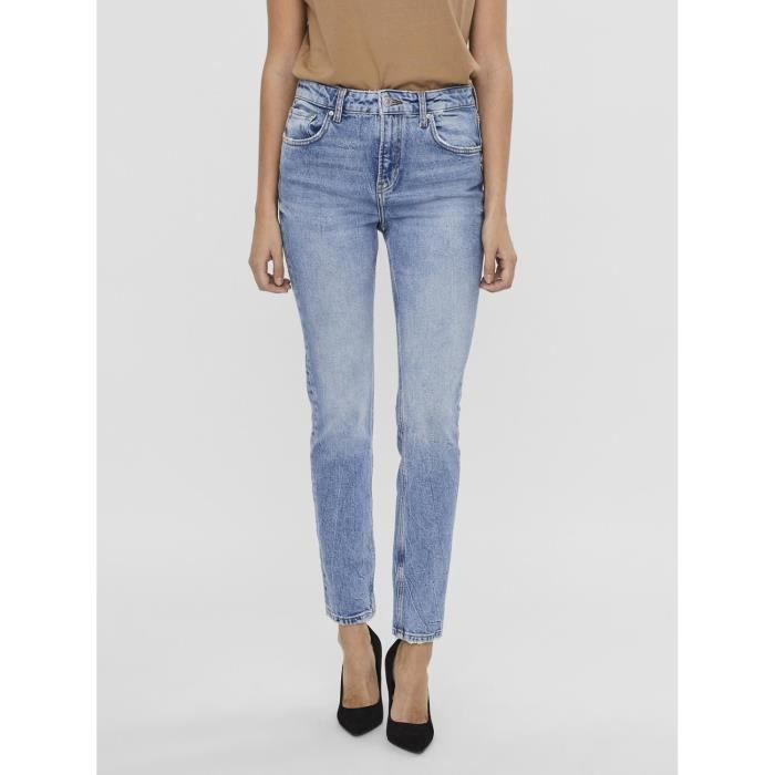 VERO MODA Jean Coupe Droite Bleu Ciel Denim Femme