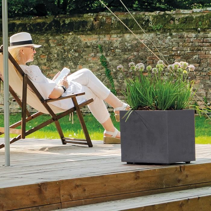 DEROMA Pot De Fleurs Carre Day R Anthracite - Coloris Gris Anthracite - 38cm