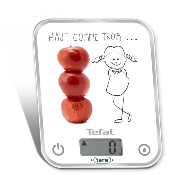 Balance de cuisine électronique TEFAL BC5134V0 OPTISS DECOR - Grand écran LCD - 5 kg de portée - Blanc