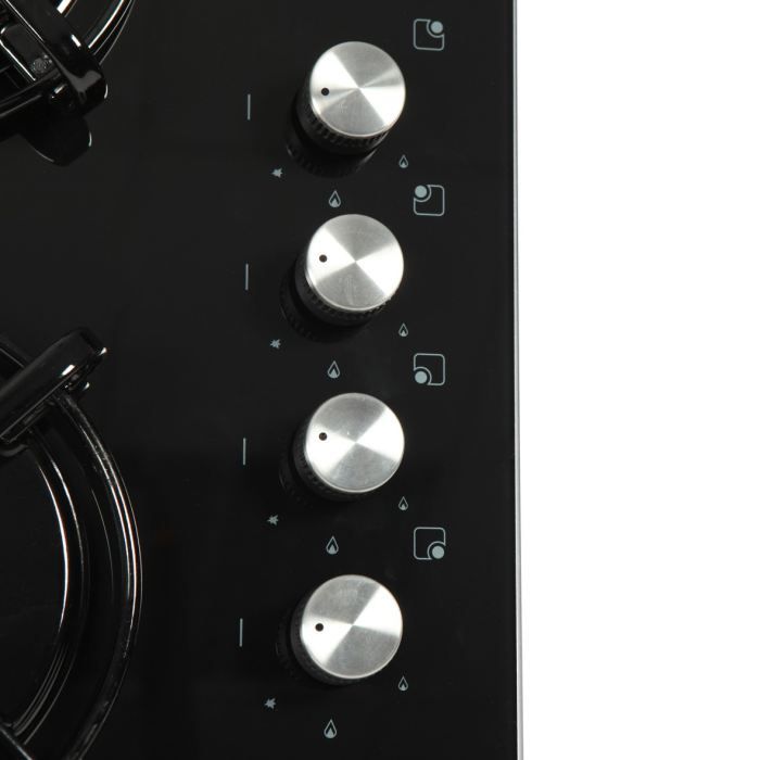 OCEANIC CTG4VB Table de cuisson gaz4 foyers7,05kWL59xP52cmRevêtement verrenoir