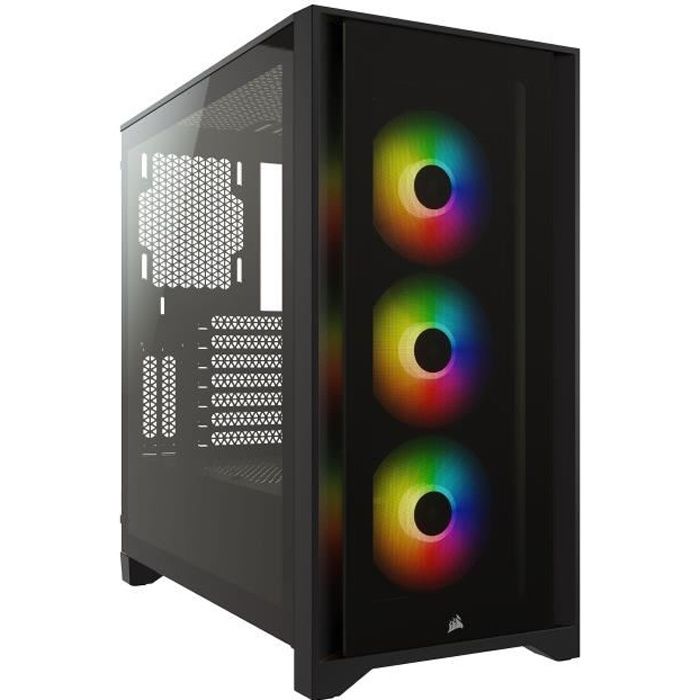 CORSAIR Boîtier PC iCUE 4000X RGB – Moyen Tour – Verre trempé – Noir (CC9011204WW)