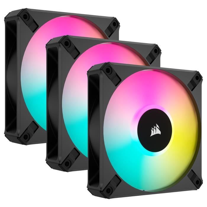CORSAIR – AF120 RGB ELITE – Ventilateurs AF ELITE Series – 120mm – AirGuide – Pack de trois – Noir – (CO-9050154-WW)