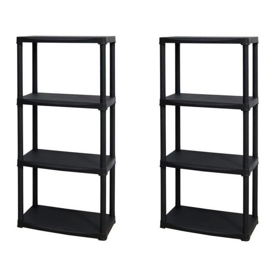 Tood Lot De 2 Etageres En Resine 4 Tablettes 60 X 30 X 133 Cm