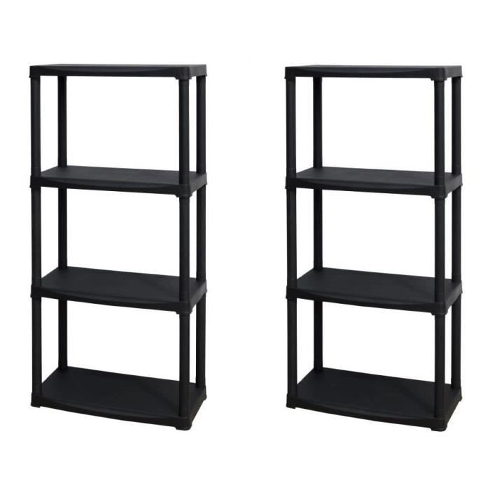 Tood Lot De 2 Etageres En Resine 4 Tablettes 60 X 30 X 133 Cm
