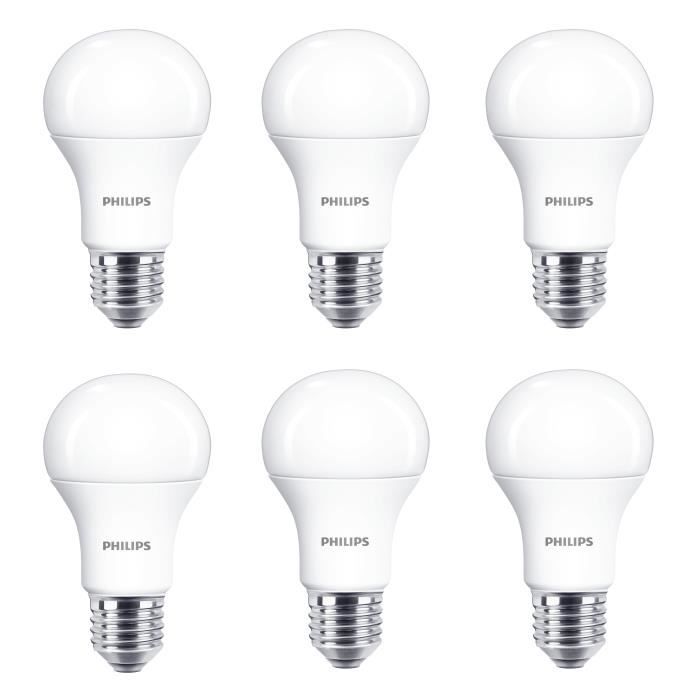 PHILIPS EDF Lot de 6 ampoules LED E27 11 W équivalent à 75 W