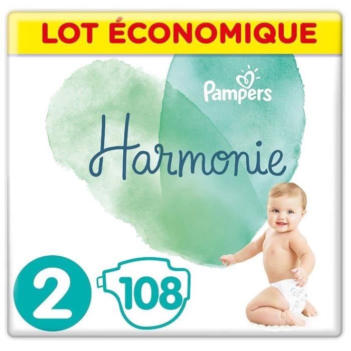 PAMPERS Harmonie Taille 2, 48 kg, 108 Couches (4x27) Format pack