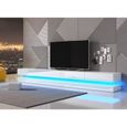 3xeliving Table TV innovante et moderne Sajna 280cm blanc / blanc LED brillant-0