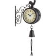 Blumfeldt Early Bird - Horloge murale style pendule de gare rétro avec thermomètre et décorations coq et cloche-0