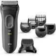 Rasoir électrique sans fil BRAUN Series 3 Shave&Style 3000BT - outil 3 en 1 avec tondeuse à barbe - Noir-0