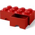 LEGO 40061730 Boîte bac Brique de rangement empilable Légo 8 plots 2 tiroirs Plastique Rouge H18 x 25 x 50 cm-0