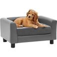1163•NEW•Canapé pour chien design scandinave coussin Lit Fauteuil pour chien Chat Gris 60x43x30 cm Peluche et similicuir Size:60 x 4-0