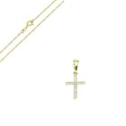 BIJOUTERIE PAPILLON BLEU Collier - Femme/Enfant - Chaîne Torsadée - Pendentif - Croix - Plaqué Or Jaune 585/1000 - 45 cm