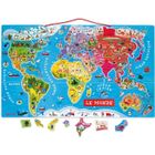 Puzzle Monde Magnétique en bois - Janod - 92 pièces - Dès 7 ans