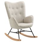 MEUBLES COSY Fauteuil à bascule allaitement scandinave avec accoudoirs en tissu beige capitonné - EPPING