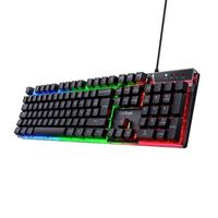 Trust Gaming GXT 835 Azor Clavier Gamer Filaire AZERTY Français, Éclairage LED Arc-en-Ciel, Mode Jeu, 8 Touches Anti-ghosting -