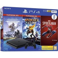Console salon - Sony - PS4 Slim - 500 Go - Noir - Horizon Zero Dawn - Spider-Man - Ratchet & Clank