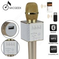 Doré Q9 Microphone Sans fil Bluetooth KTV USB Play W-Mic pour Ordinateur Téléphone Voiture