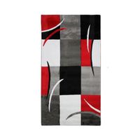 RUBY CUBES - Tapis à motifs abstraits en polypropylene 80 x 150 cm Rouge