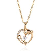 Coeur en forme de creux pendentif collier  jaune filles collier de dauphin mignon