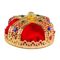 Couronne de Roi Luxe - BOLAND - Dorée et Rouge - Accessoire de déguisement pour adulte