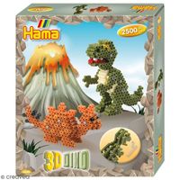 HAMA - Boite "Dinosaure 3D" - 2500 perles à repasser taille MIDI et 1 plaque - Loisirs créatifs - Dès 5 ans