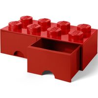LEGO 40061730 Boîte bac Brique de rangement empilable Légo 8 plots 2 tiroirs Plastique Rouge H18 x 25 x 50 cm