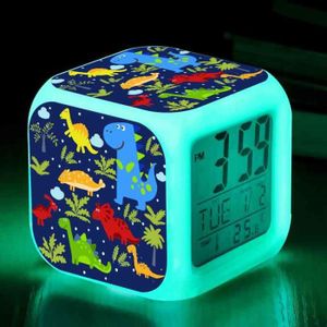 Radio réveil Horloge numérique dinosaure réveil LED, 7 couleurs