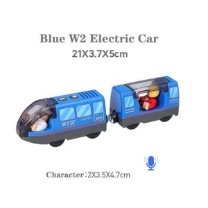 VOITURE - CAMION Voiture bleue W2 - Locomotive À Batterie Adaptée Aux Chemins De Fer En Bois, Moteur Puissant, Train Électriqu