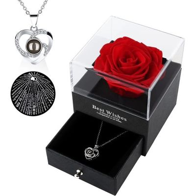 Rose Éternelle Avec Ange LUPATDY - Sous Cloche Verre, Cadeau Romantique | Anniversaire, Saint-Valentin