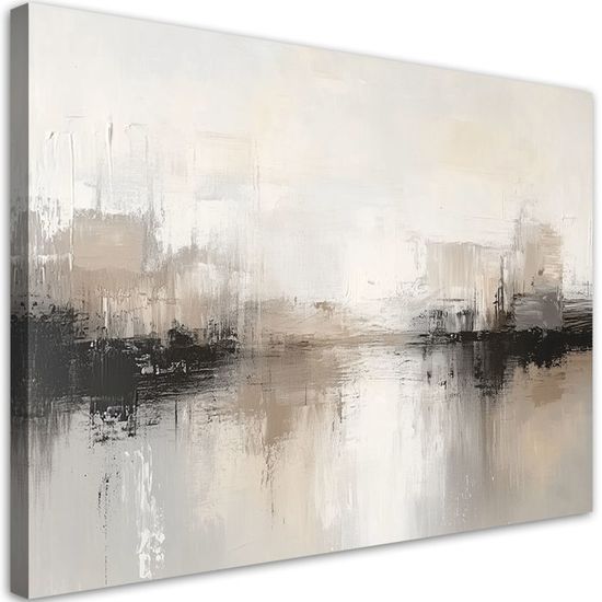 Tableau Sur Toile Abstrait Bleu Noir 100×70 Cm – Art Moderne Horizontal, Toile Tendue Prête à Accrocher