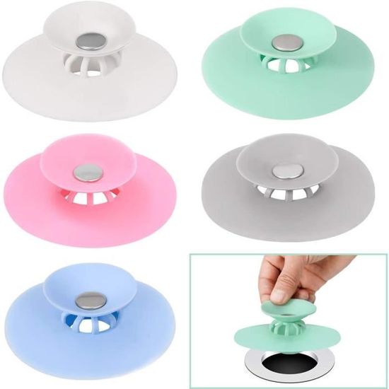 Bouchons De Vidange Silicone - Lot De 5 Couleurs Pour Baignoire, Évier Ou Douche