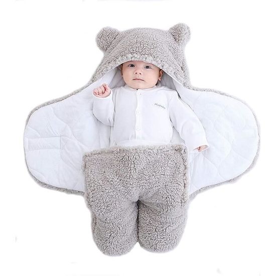0 à 2 mois, bleu couvertures en peluche unisexe en forme d'ours en peluche convient pour les bébés de 0 à 6 mois facile à nettoyer Yanding Gigoteuse enveloppée 