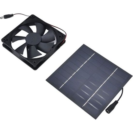 Ventilateur Solaire étanche 15W - Double Ventilateur, Débit 180 M³/h - Pour Chenil, Poulailler, Serre, Extérieur