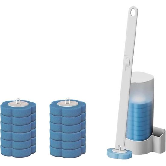 Kit De Brosse WC Jetable Avec Support Mural - Système De Nettoyage De Toilettes Jetable Avec 8 Tetes De Rechange 76992774