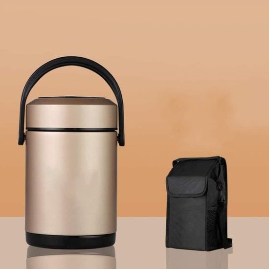 Lunch Box Isotherme Inox 1.2L - Garde Au Chaud 8h, Froid 10h - Avec Cuillère Et Sac (Noir)