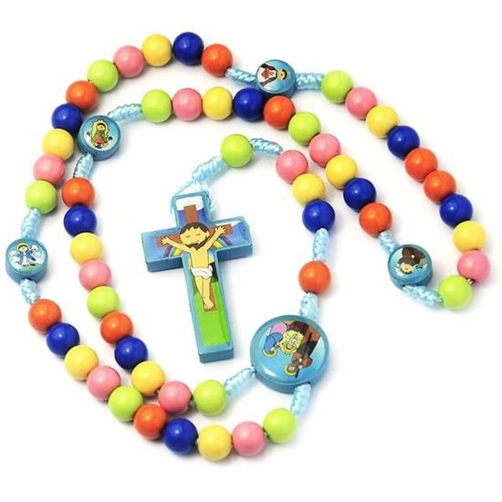 Chapelet de première communion pour garçons, avec perles et carte de Chapelet de première communion pour garçons, avec perles et carte de