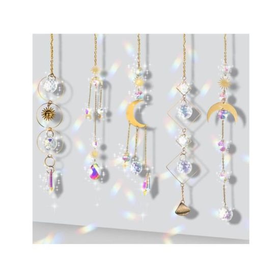Attrape-soleil en cristal avec boule de lustre, perles octogonales en verre,  belle partie d'éclairage