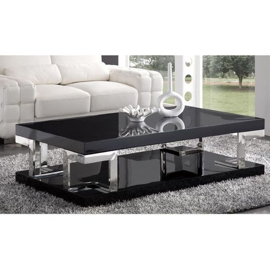 Table Basse Laquee Noire Haute Brillance Doris Achat Vente