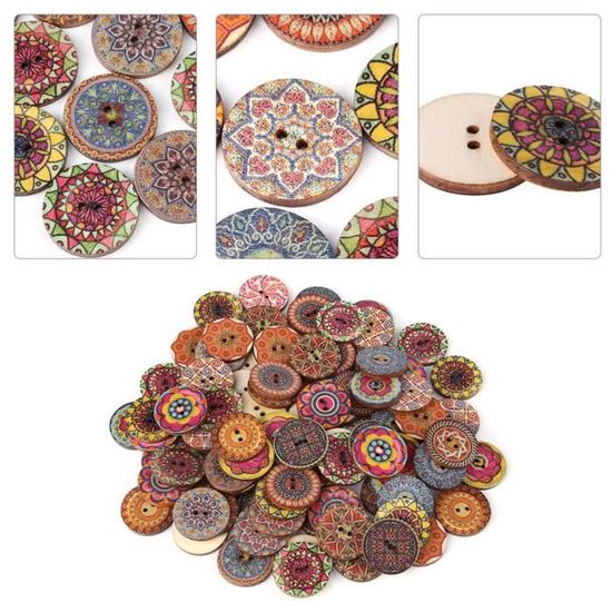 100 Boutons En Bois De Noël - Motifs Rennes, Sapins, Flocons - DIY Déco Et Cadeaux
