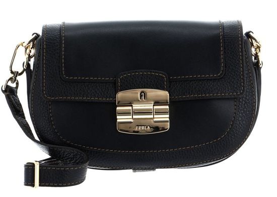 Sac à Bandoulière Furla En Cuir Noir - Vintage, élégant - Taille Moyenne - Occasion TB