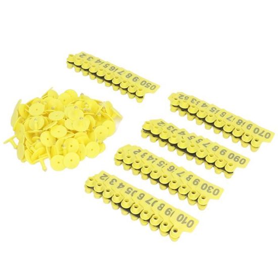 Étiquettes D'Oreilles Plastique Bétail 001-100 - Avec Étiquette Intégrée Pour Moutons, Élevage Et Vaccinations